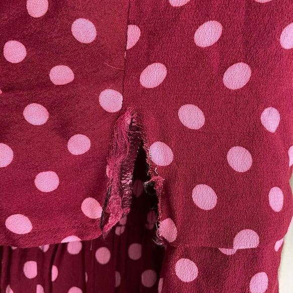 Kate Spade Womens Lia Jumpsuit 4 Burgundy Pink Polka Dot Wide Leg One Piece - Picture 8 of 11